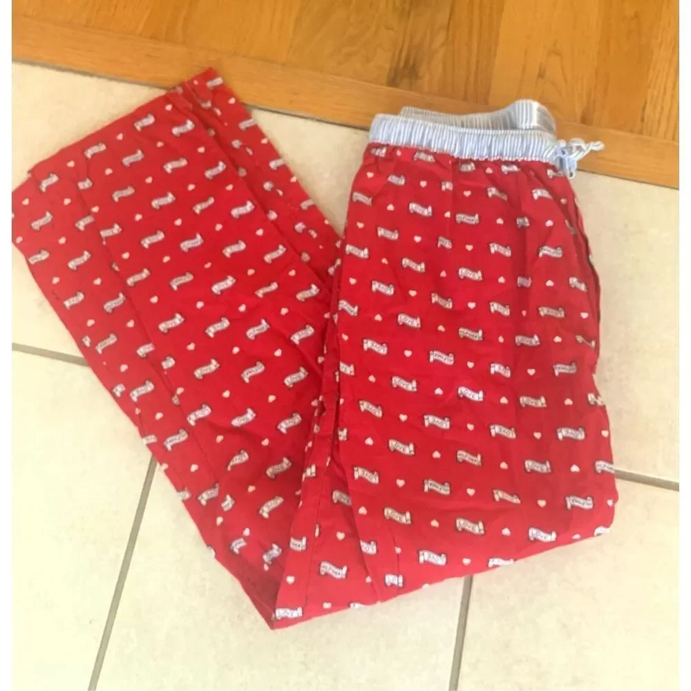 Tommy Hilfiger Red LOVE Pajama Pants Men's Sz M 100% Cotton